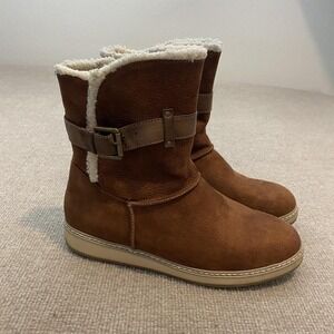 White‎ Mountain Taite Boots Womens Size 10 Brown Faux Suede Ankle Zip Buckle
